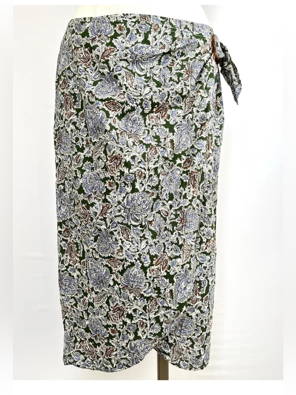 Sezane Katalina Floral Midi Skirt with Blue and Cream Details NWT size 40
